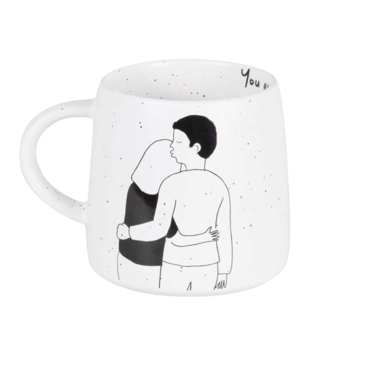 Maisons Du Monde LOVE - Lote De 2 - Taza De Cerámica Blanca Y Negra Con Motivo De Pareja