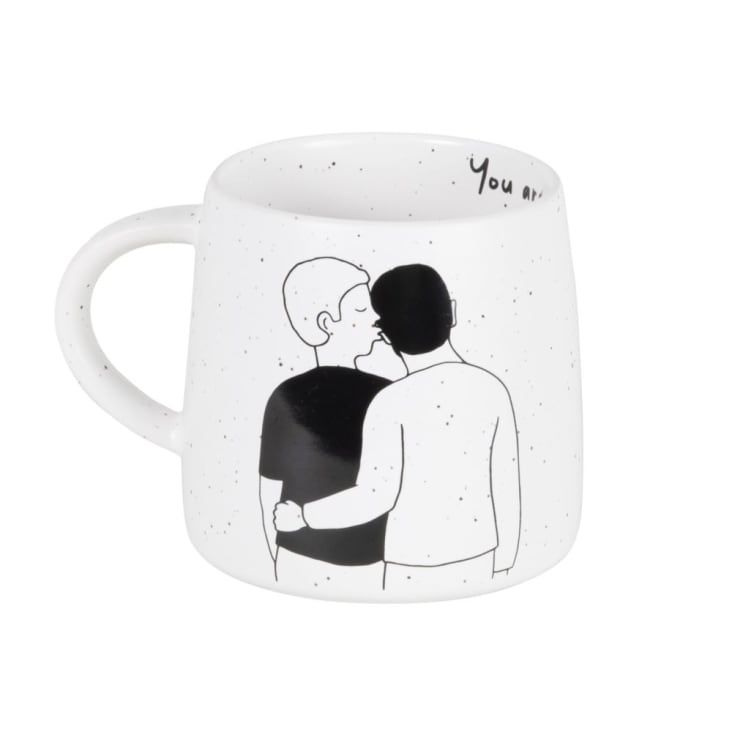 Maisons Du Monde LOVE - Lote De 2 - Taza De Cerámica Blanca Y Negra Con Motivo De Pareja