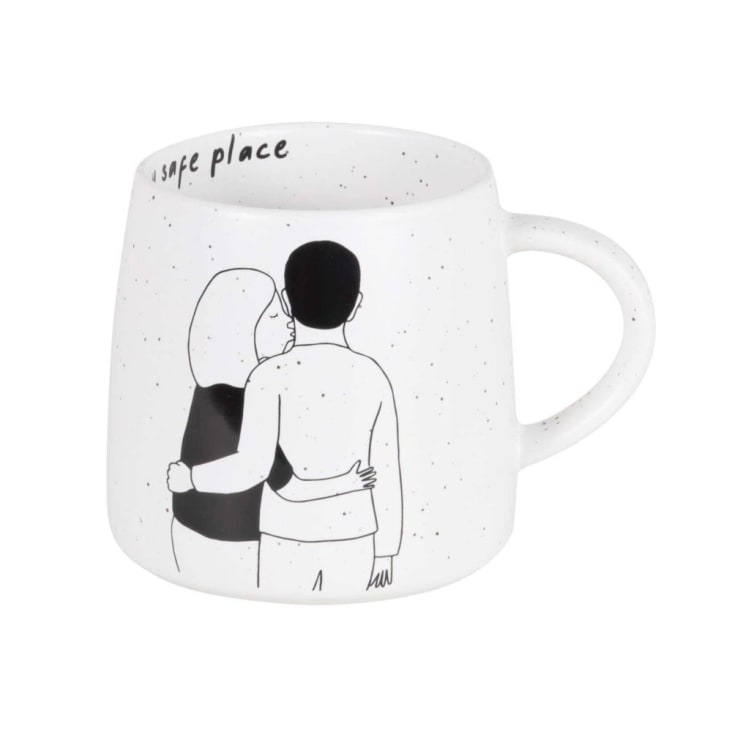 Maisons du Monde LOVE - Lote de 2 - Taza de cerámica blanca y negra con motivo de pareja