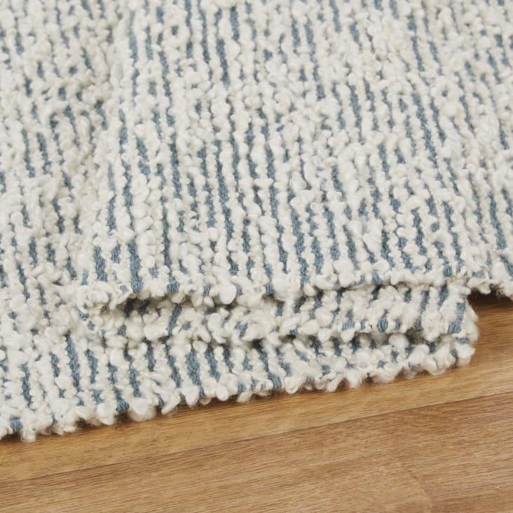 Maisons Du Monde LOVEO - Alfombra De Algodón Reciclado Color Crudo Y Azul 160 X 230