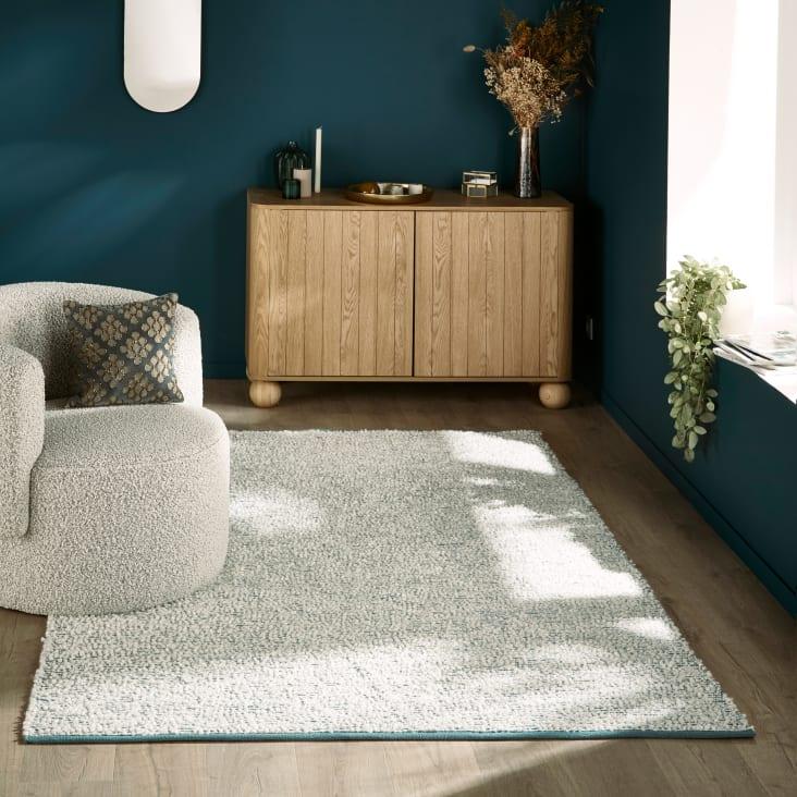 Maisons Du Monde LOVEO - Alfombra De Algodón Reciclado Color Crudo Y Azul 160 X 230