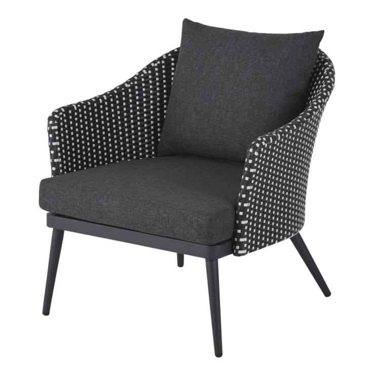 Maisons du Monde Lubi Business - Sillón profesional gris y negro con motivos decorativos redondos blancos