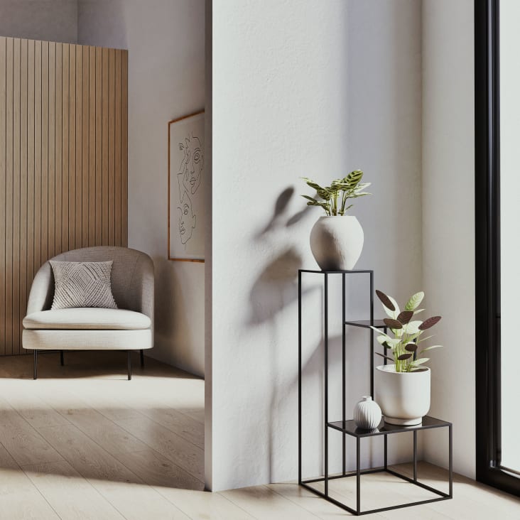 Maisons Du Monde LUCIA - Soporte Para Plantas Con Diseño De Torre En Metal Negro