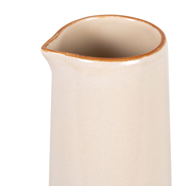 Maisons Du Monde Luciole - Jarra De Cerámica Blanca Con Borde Marrón De 0 8L