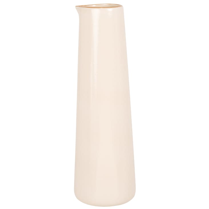 Maisons du Monde Luciole - Jarra de cerámica blanca con borde marrón de 0 8L