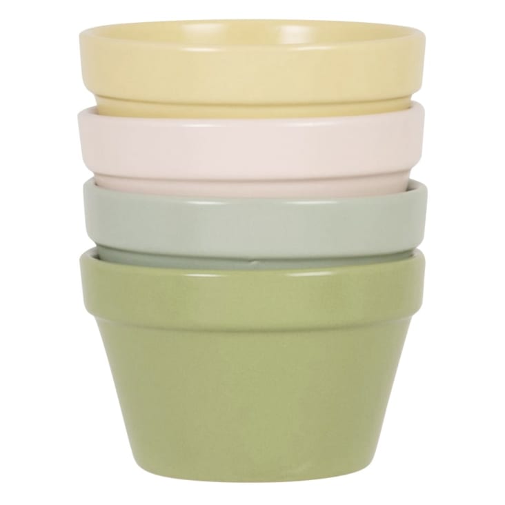 Maisons du Monde LUCIOLE - Juego de cuencos de aperitivo (x4) de gres verde amarillo y rosa