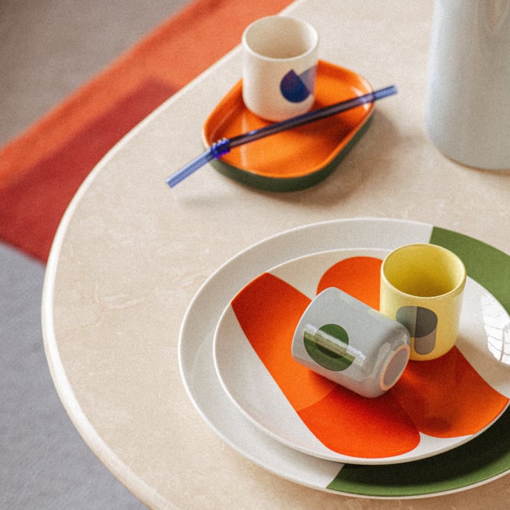 Maisons Du Monde Luke - Juego De 4 Tazas De Cerámica Con Dibujos Multicolor