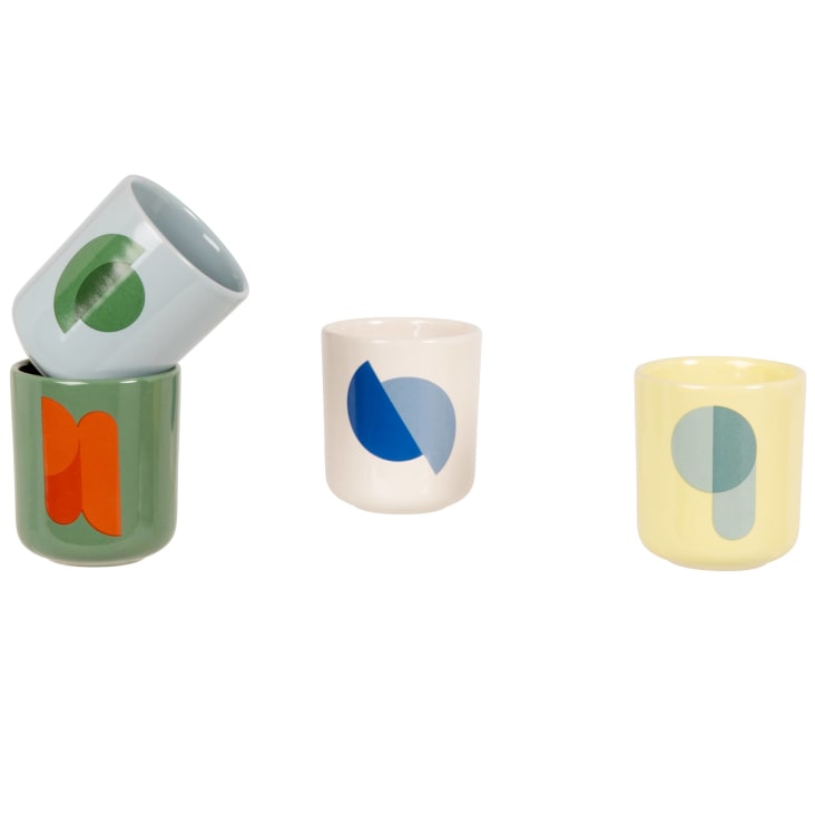 Maisons du Monde Luke - Juego de 4 tazas de cerámica con dibujos multicolor