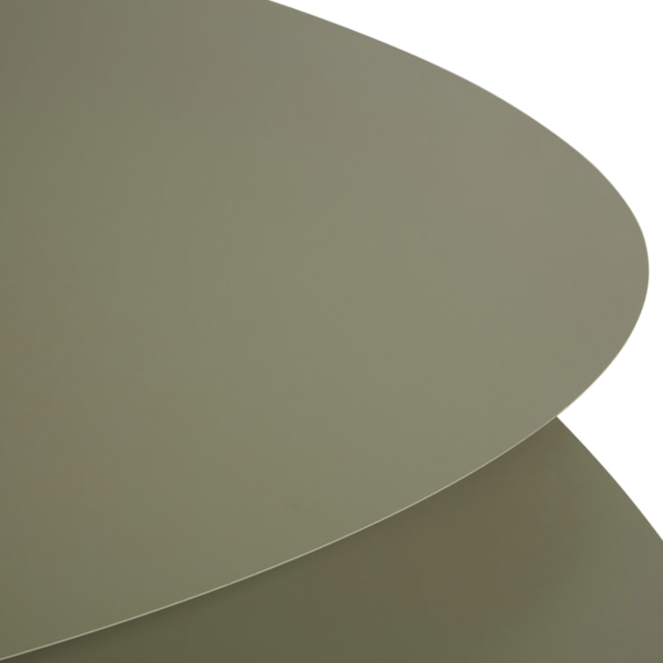 Maisons Du Monde Lumpa - Set De 2 Mesas Apilables De Acero Verde Caqui