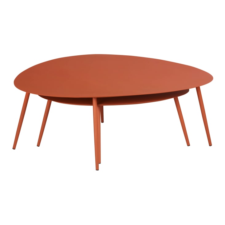 Maisons Du Monde Lumpa - Set De 2 Mesas De Jardín Apilables De Acero Color Terracota