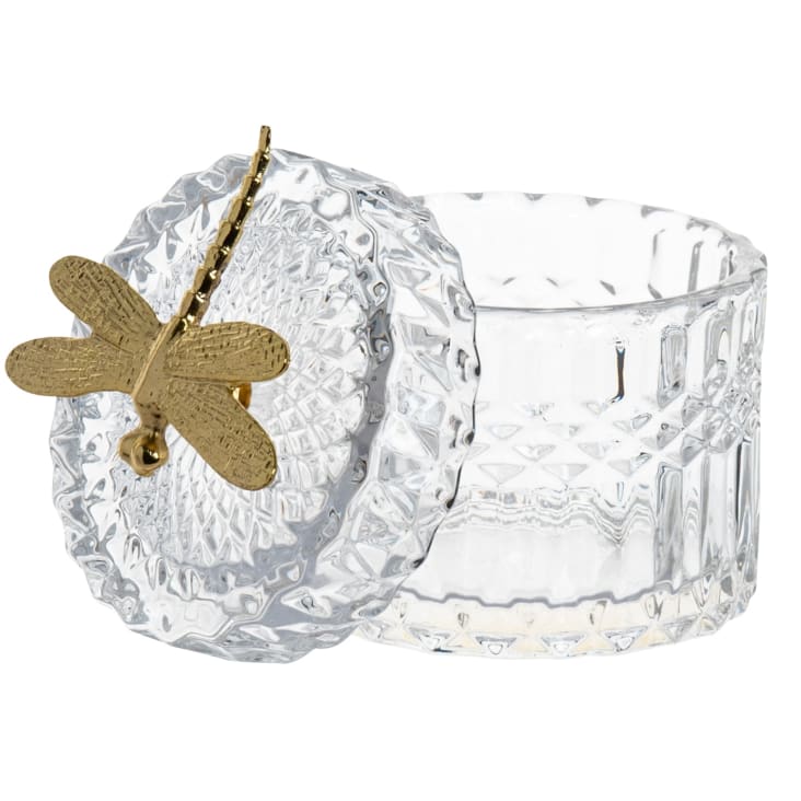 Maisons Du Monde LUNA - Bombonera De Cristal Transparente Con Libélula Dorada