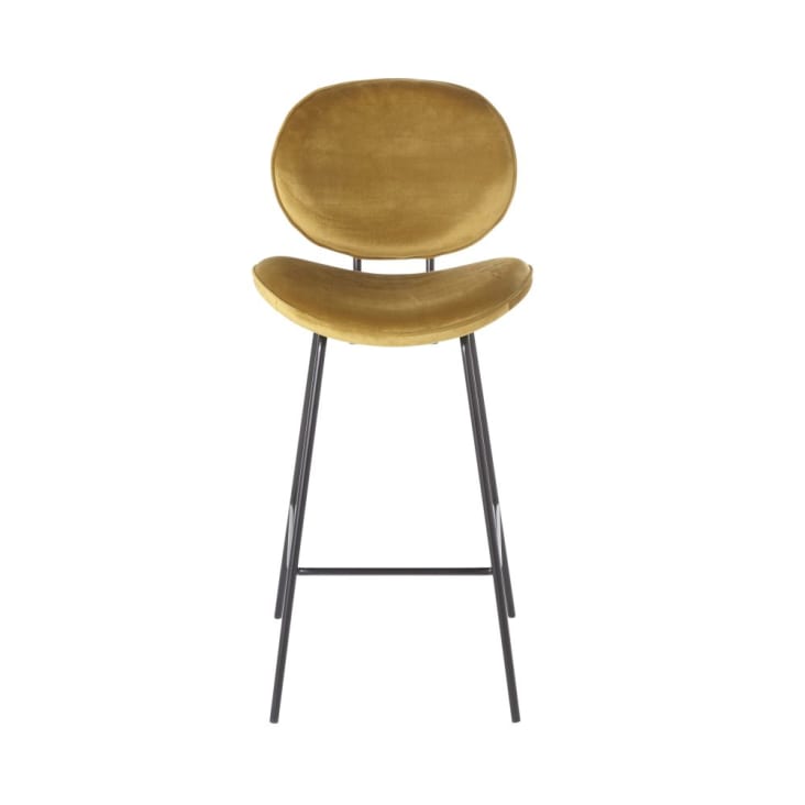 Maisons Du Monde Luna - Silla De Bar De Terciopelo Ocre Y Acero Negro H73
