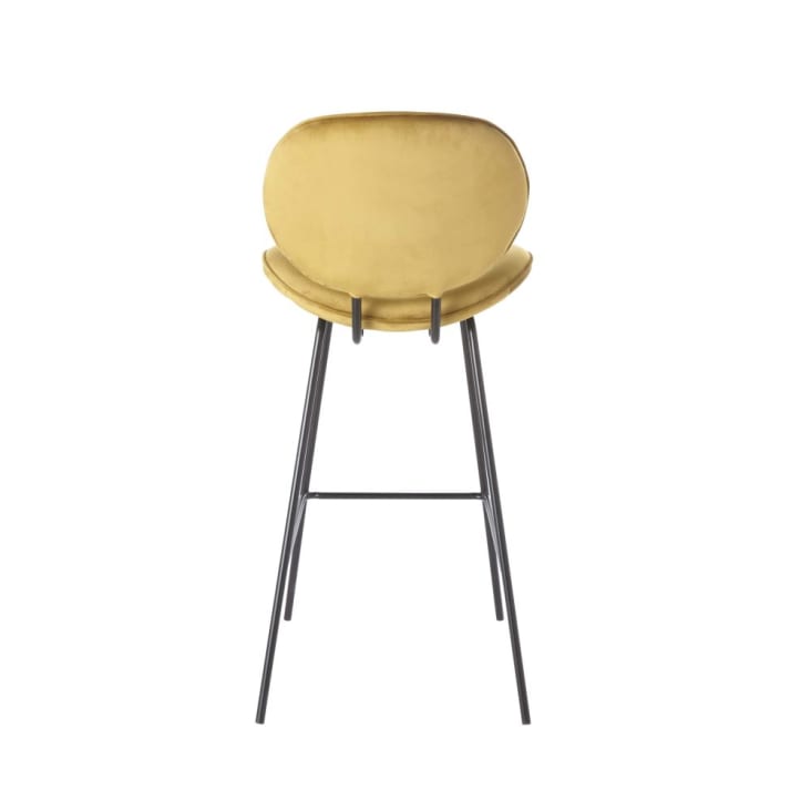 Maisons Du Monde Luna - Silla De Bar De Terciopelo Ocre Y Acero Negro H73
