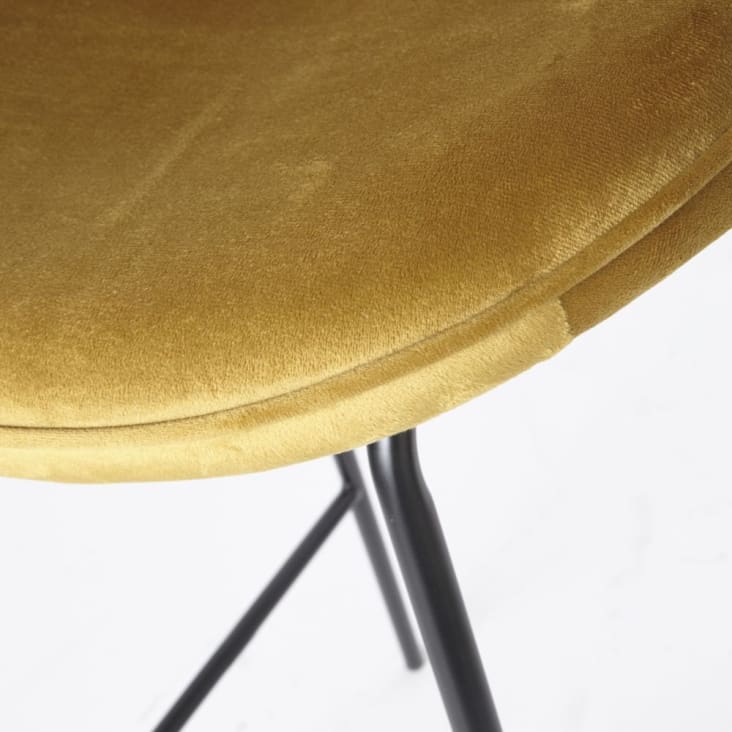 Maisons Du Monde Luna - Silla De Bar De Terciopelo Ocre Y Acero Negro H73