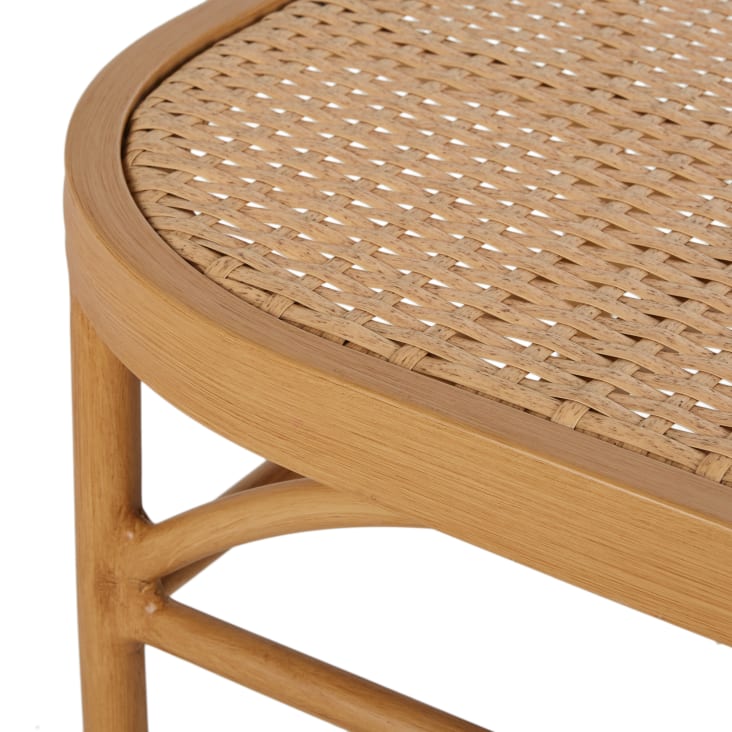 Maisons Du Monde Luzara - Mesa Baja De Exterior De Aluminio Beige Y Resina Trenzada Efecto Ratán