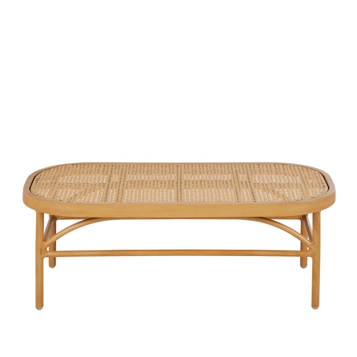 Maisons du Monde Luzara - Mesa baja de exterior de aluminio beige y resina trenzada efecto ratán