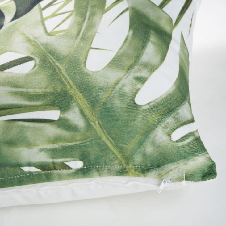 Maisons Du Monde MADIDI - Cojín Blanco Con Estampado De Hojas Verde 45x45
