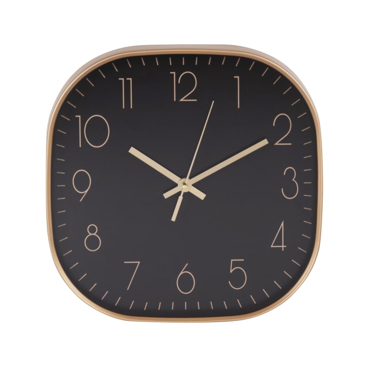 Maisons du Monde MAEL - Reloj cuadrado negro y dorado 30 x 30