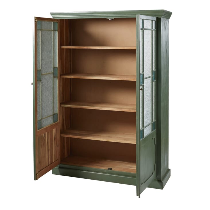 Maisons Du Monde Magdalena - Vitrina Con 2 Puertas De Acacia Maciza Y Vidrio Granulado