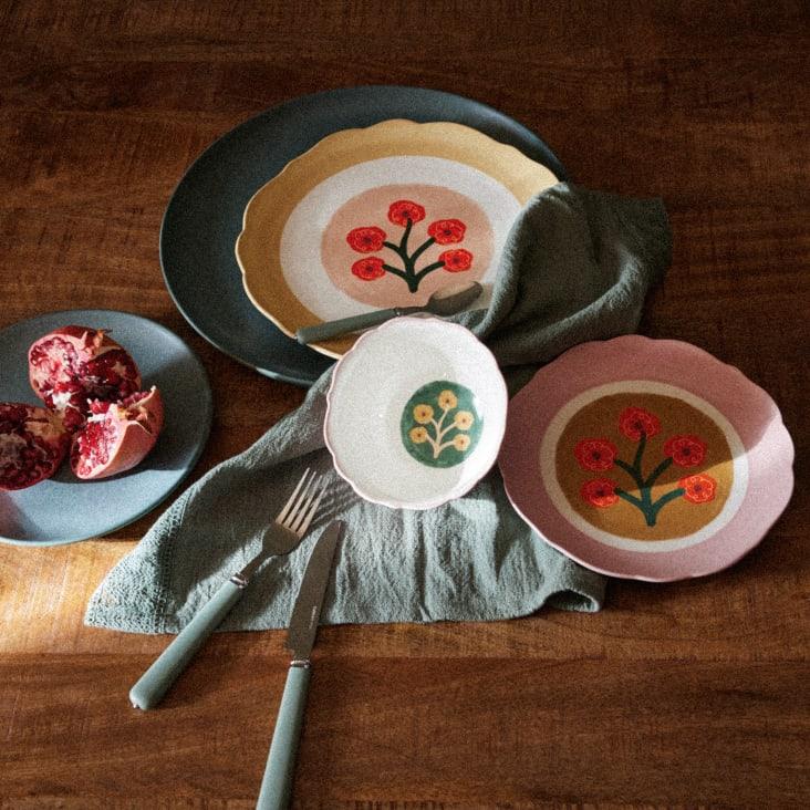 Maisons Du Monde Magdi - Juego De 2 Servilletas De Algodón Con Encaje Verde De 42x42 Cm