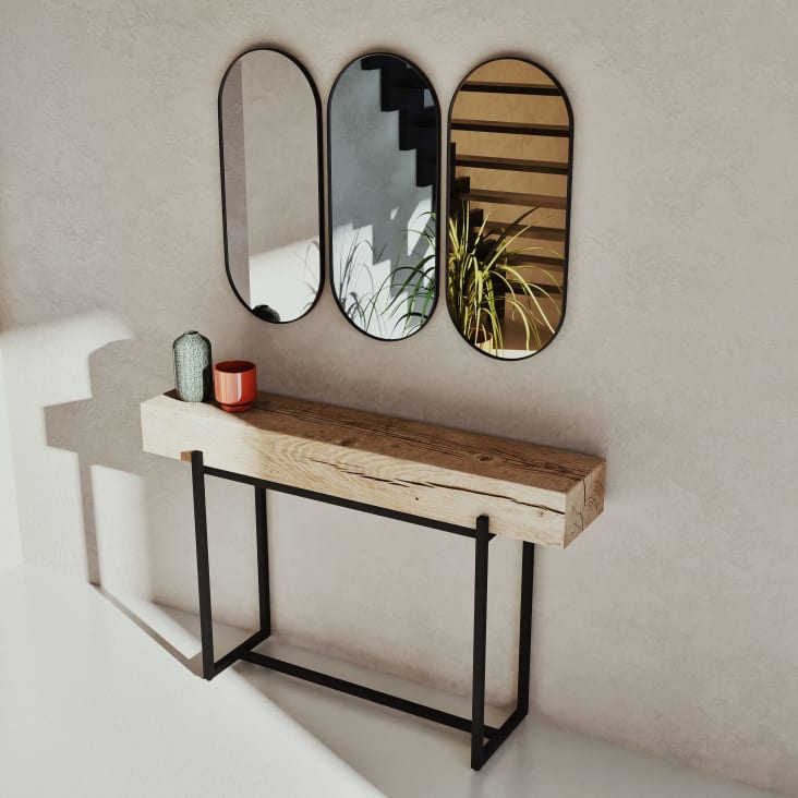 Maisons Du Monde Magnus - Consola De Roble Y Metal Negro