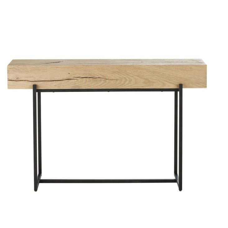 Maisons du Monde Magnus - Consola de roble y metal negro