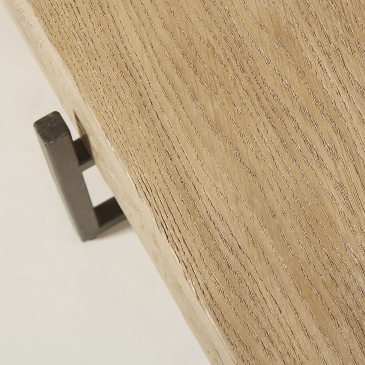 Maisons Du Monde Magnus - Mesa Baja De Roble Macizo Y Metal Negro