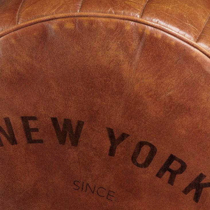 Maisons Du Monde ASHER - Puf Redondo De Cuero Marrón