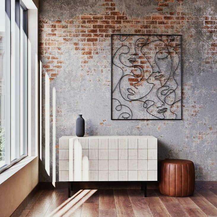 Maisons Du Monde ASHER - Puf Redondo De Cuero Marrón