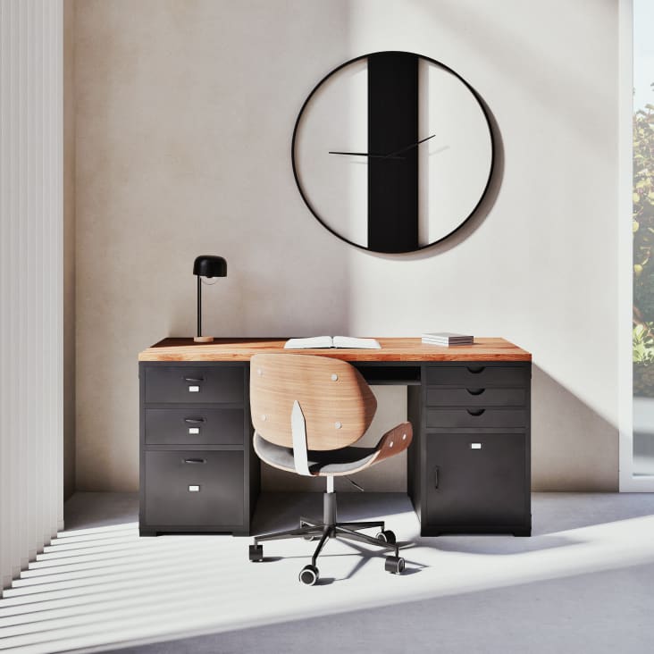 Maisons Du Monde BRAD - Reloj De Metal Negro D. 100