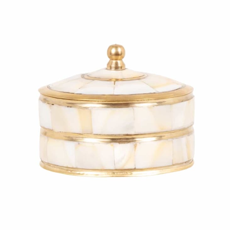 Maisons du Monde Caja blanca iridiscente y dorada