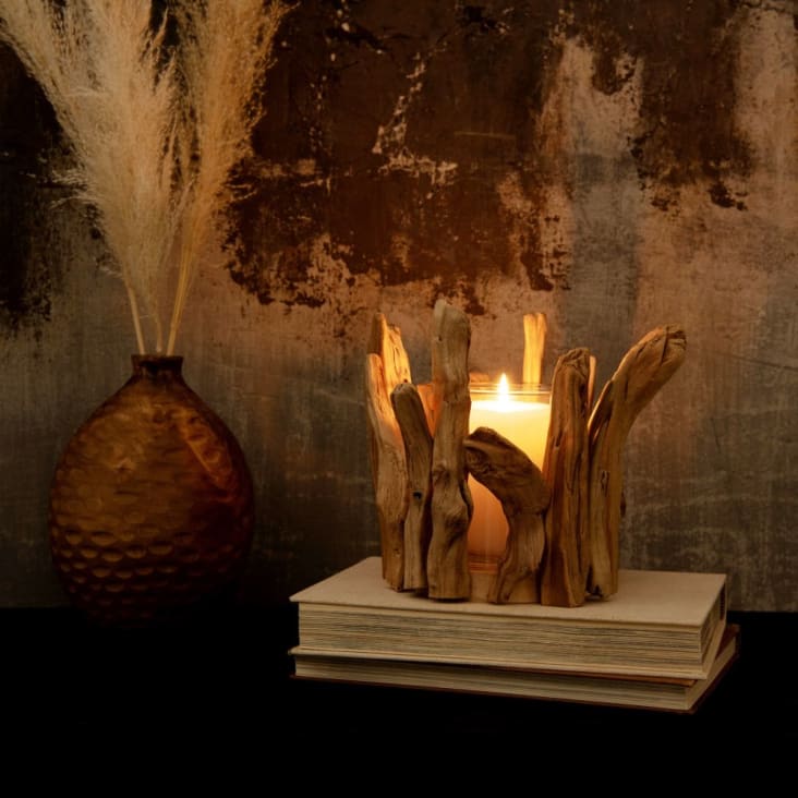 Maisons Du Monde Candelabro De Roble Y Vidrio