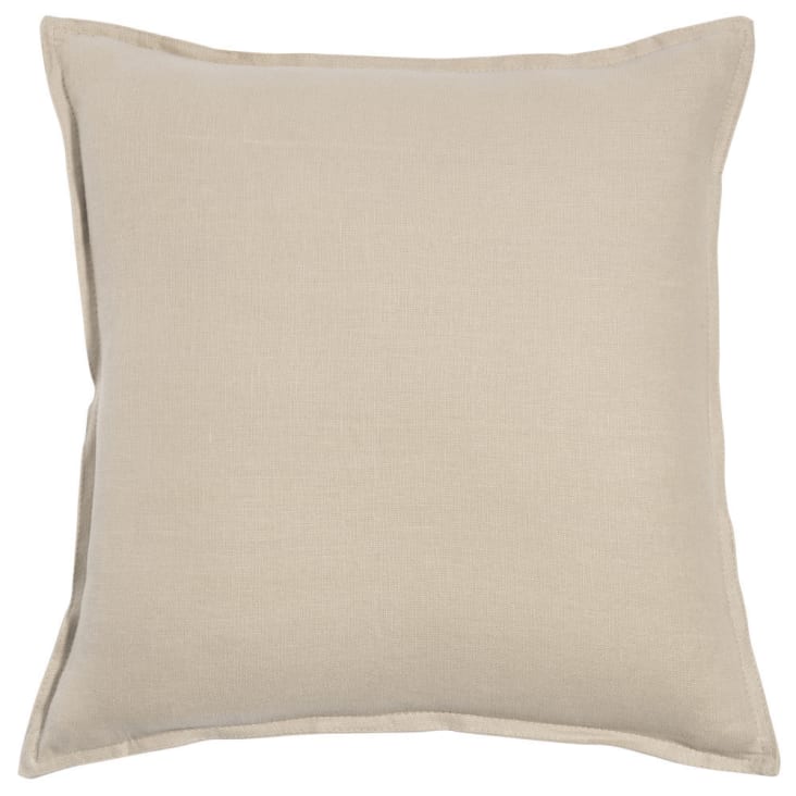 Maisons du Monde Cojín de lino lavado beige 45x45