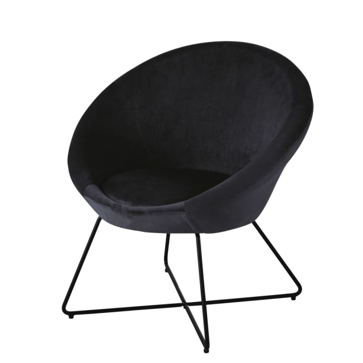 Maisons du Monde Hipop - Sillón de terciopelo negro