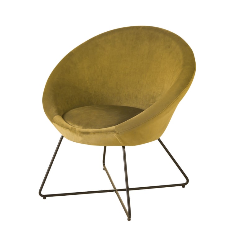 Maisons du Monde Hipop - Sillón de terciopelo ocre