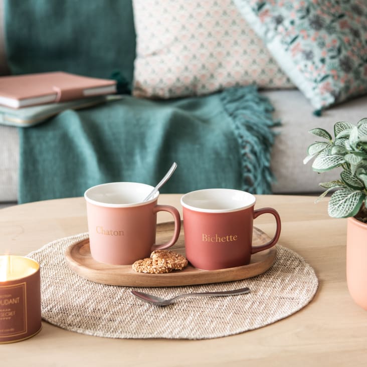Maisons Du Monde Lote De 2 - Taza De Porcelana Rosa