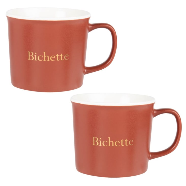 Maisons du Monde Lote de 2 - Taza de porcelana rosa