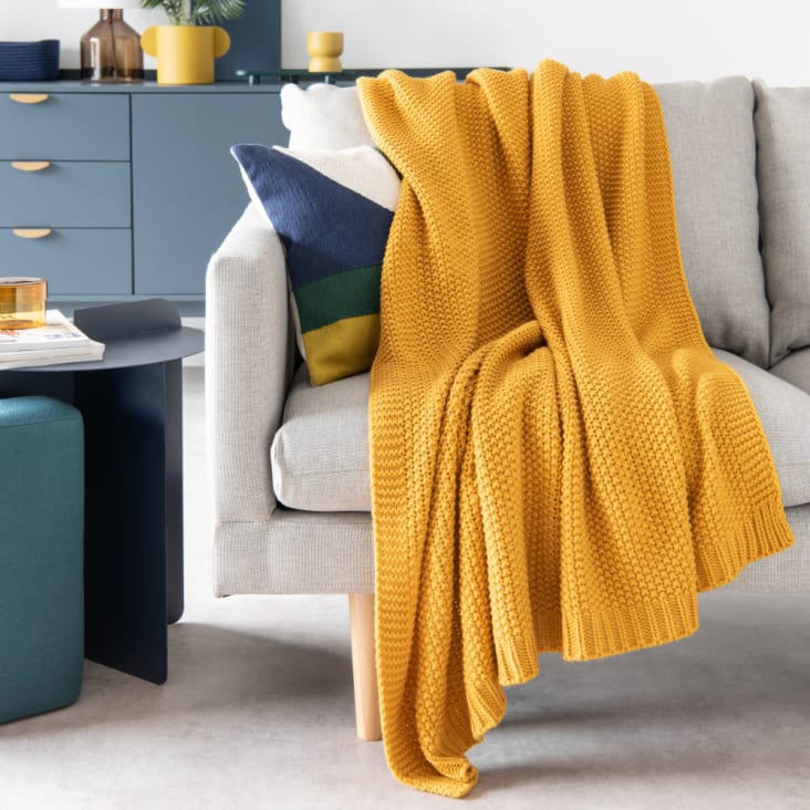 Maisons Du Monde Manta De Punto Amarilla 130x170