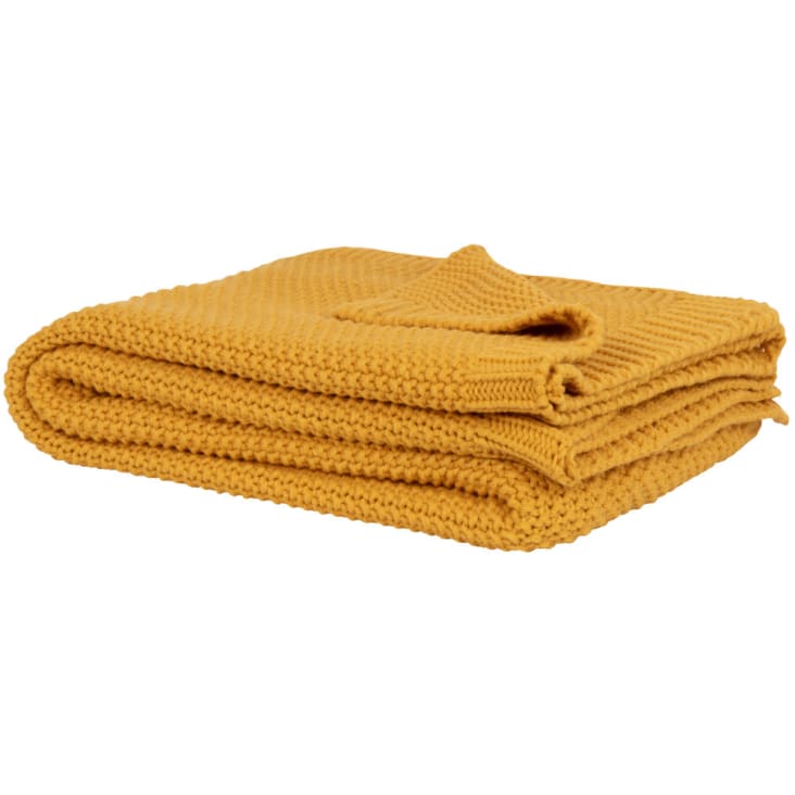 Maisons du Monde Manta de punto amarilla 130x170