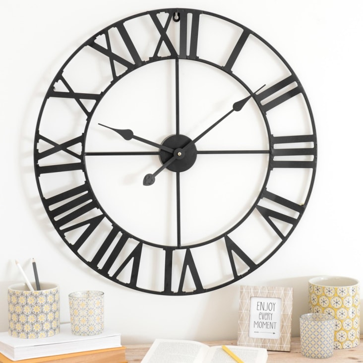 Maisons Du Monde Mécano - Reloj Metálico Negro D.60