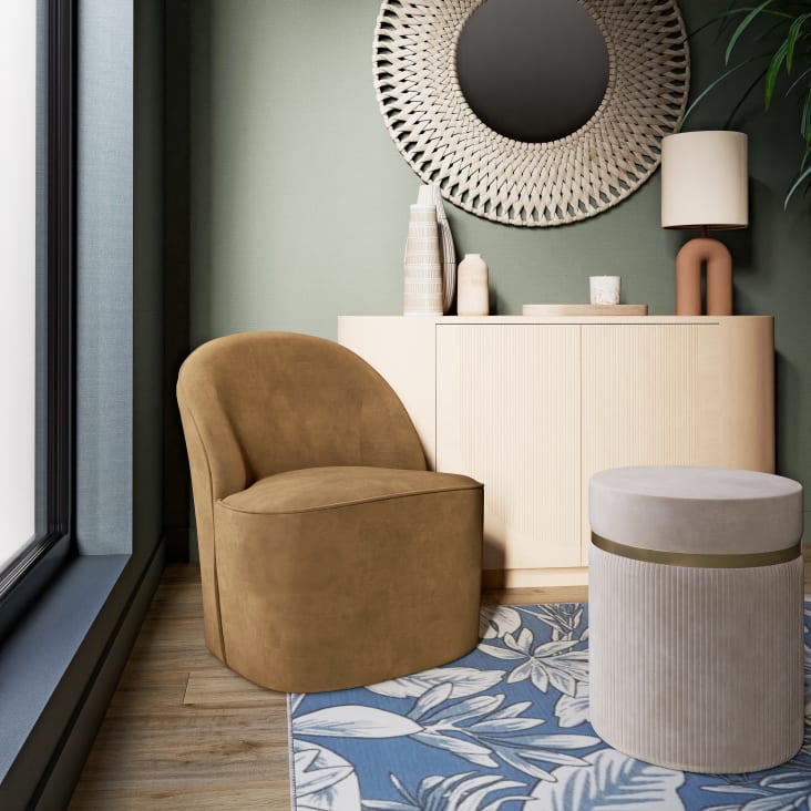 Maisons Du Monde Pamona - Puf Beige Y Dorado