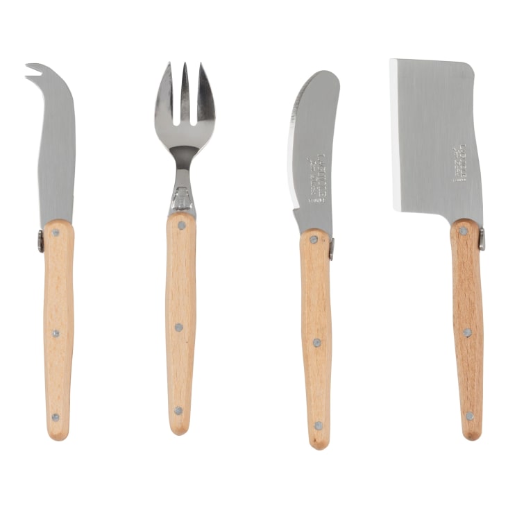 Maisons Du Monde Maisons Du Monde X Jean Dubost - Juego De 4 Cuchillos Para Queso De Metal Y Madera De Haya
