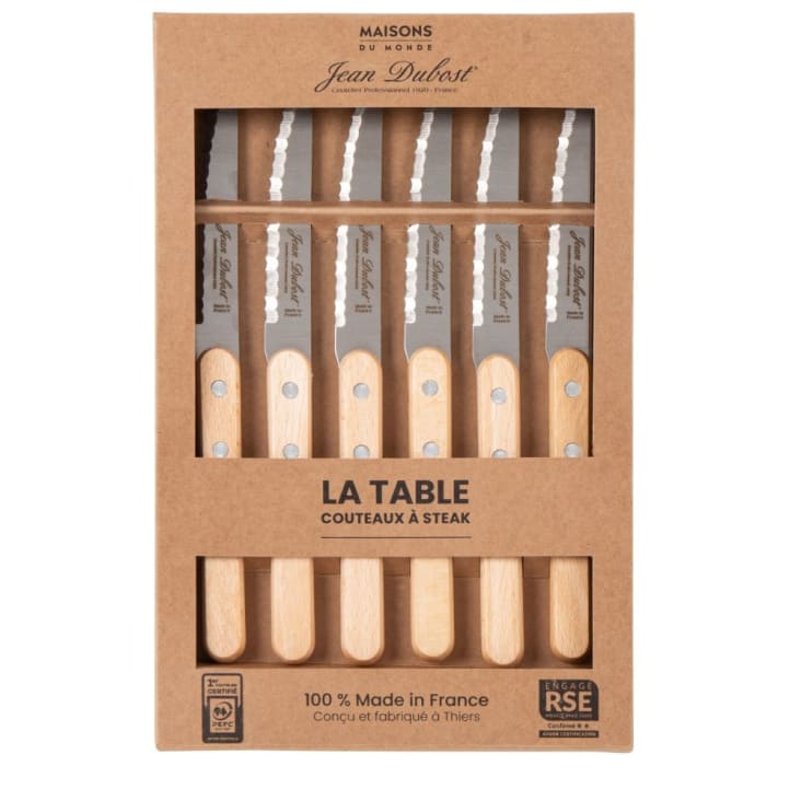 Maisons Du Monde Maisons Du Monde X Jean Dubost - Juego De Cuchillos (x6) De Acero Inoxidable Y Madera De Haya