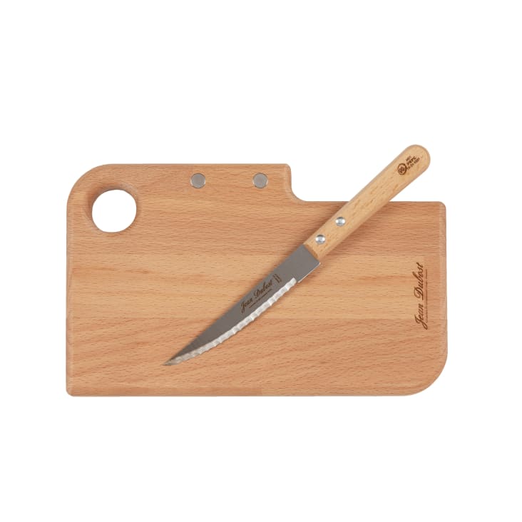 Maisons Du Monde Maisons Du Monde X Jean Dubost - Tabla De Cortar De Madera Y Cuchillo De Acero Inoxidable De 24x16 Cm