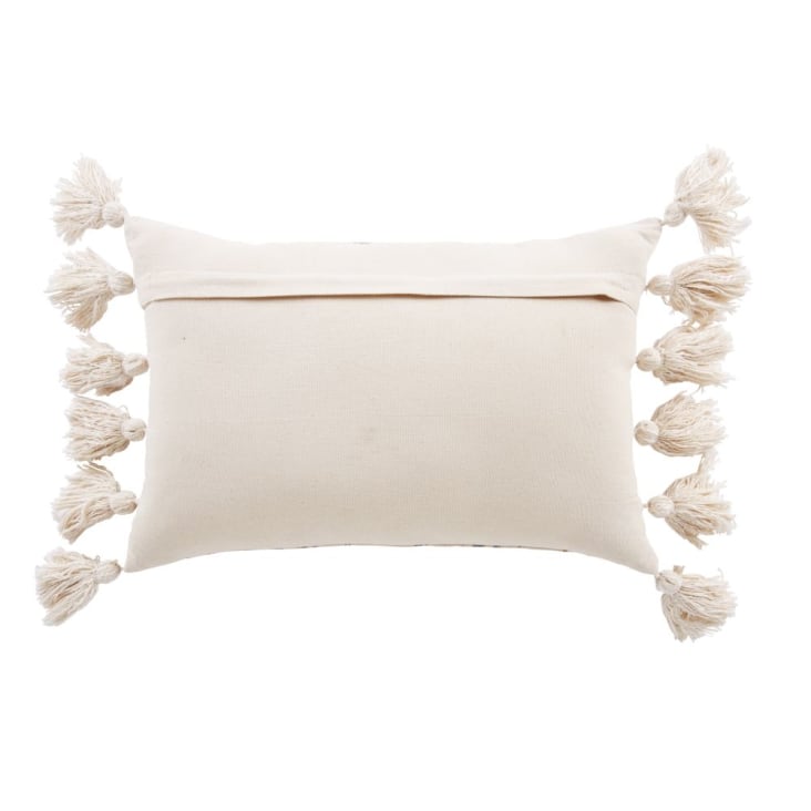 Maisons Du Monde MAKA - Cojín De Algodón Color Crudo Y Azul Con Estampado Y Bordados 30 X 50