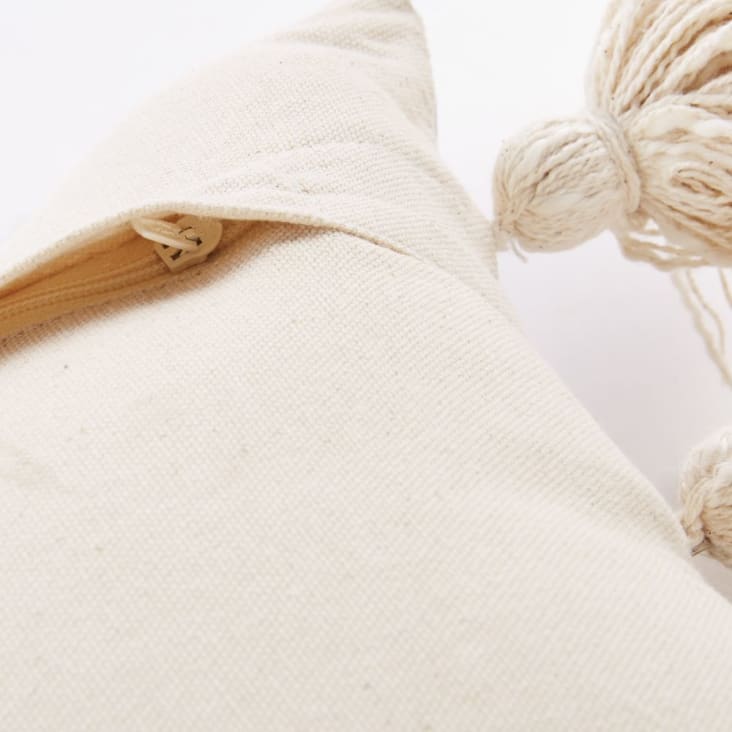 Maisons Du Monde MAKA - Cojín De Algodón Color Crudo Y Azul Con Estampado Y Bordados 30 X 50