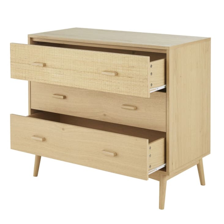 Maisons Du Monde Malaga - Cómoda Compatible Con Cambiador Con 3 Cajones De Rejilla De Ratán