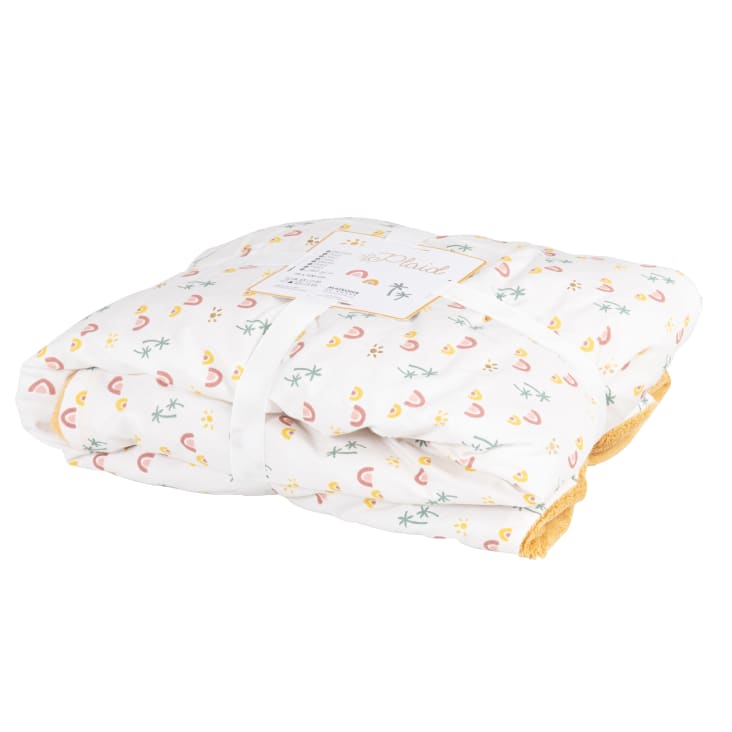 Maisons Du Monde Malaga - Manta Para Bebé De Algodón Con Palmeras Y Arcoíris Multicolores