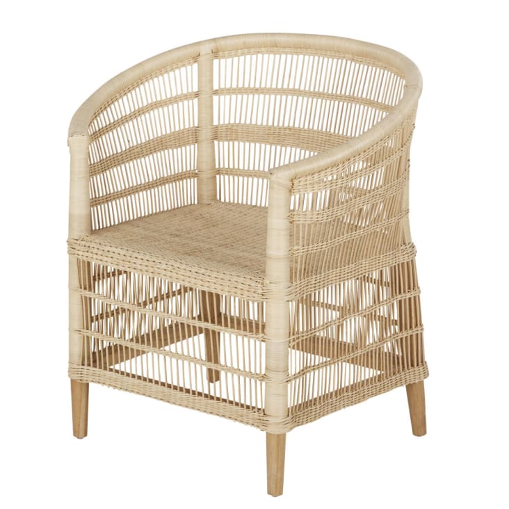 Maisons du Monde Malawi - Sillón de ratán y madera de mindi beige