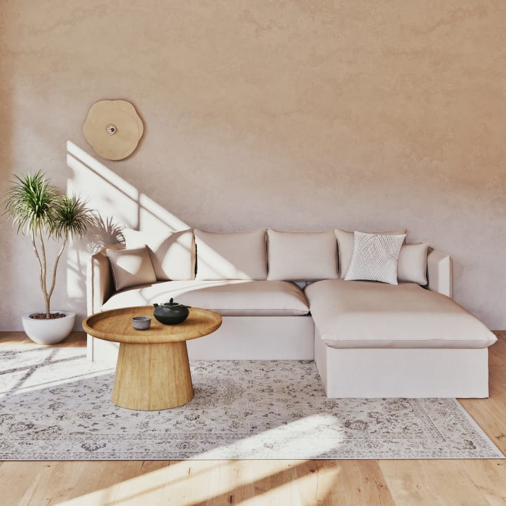 Maisons Du Monde Malaya - Mesa Baja Redonda De Madera De Mango Macizo